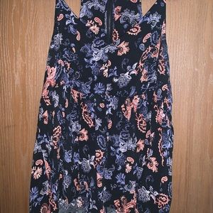 Coral and blue paisley print zip back tank top